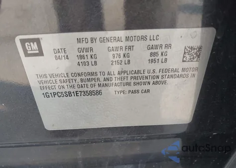 2014 Chevrolet Cruze 1Lt Auto from USA, damaged, VIN 1G1PC5SB1E7358586